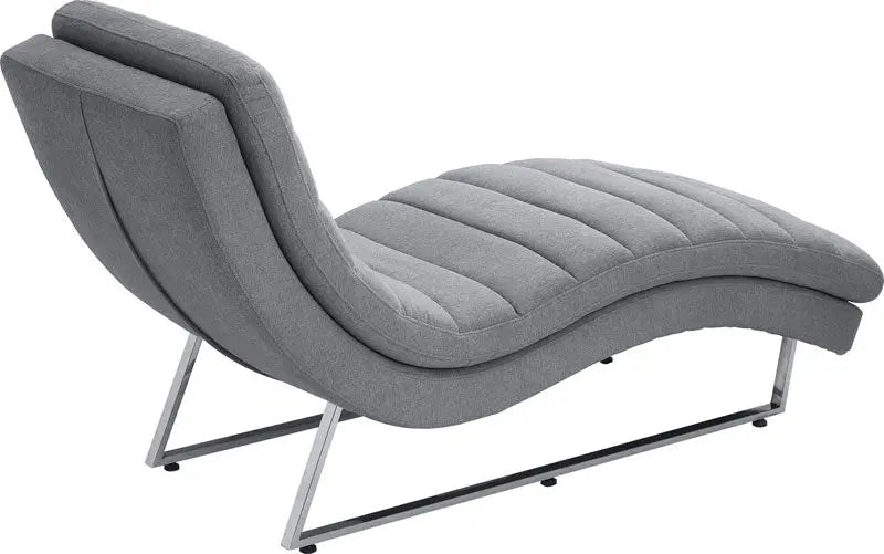 Divani Casa Auburn Modern Plush Grey Fabric Lounge Chaise Vgmb - 1820 - Gry - VGMB - 1820 - GRY - Home Elegance USA - 1