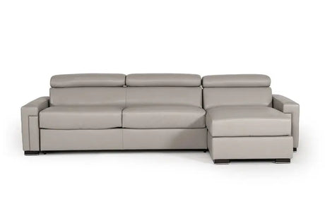 Vig Furniture - Estro Salotti Sacha Modern Grey Leather Reversible Sofa Bed Sectional W- Storage - Vgntsacha-C409