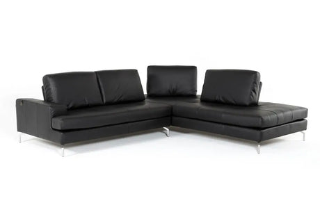 Vig Furniture - Estro Salotti Voyager Modern Black Leather Sectional Sofa - Vgntvoyager-Blk