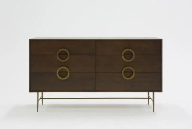 Vig Furniture - Modrest Selena Modern Acacia & Brass Dresser - Vgnx18151