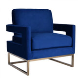 Vig Furniture - Modrest Edna Modern Blue Velvet & Gold Accent Chair - Vgrh-Rhs-Ac-201-Blu