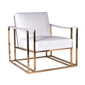 Modrest Larson Modern White Leatherette & Gold Accent Chair Vgrh-Rhs-Ac-205-Wht