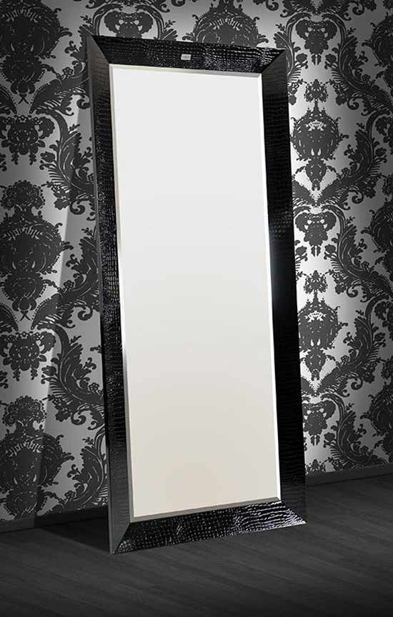 Vig Furniture - A&X Regal - Modern Black Crocodile Lacquer Mirror - Vgunak421-Blk