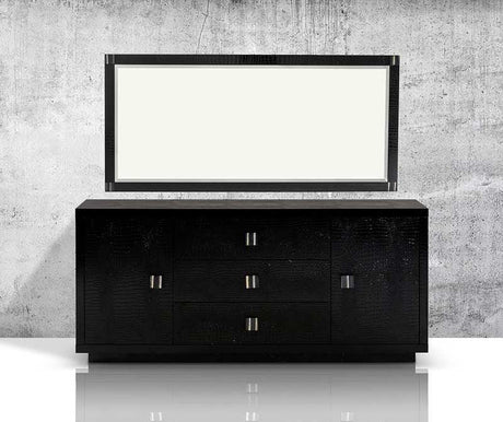 VIG Furniture - A&X Bellagio - Modern Black Crocodile Lacquer Dresser - VGUNRW109-180