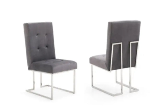 Vig Furniture - Modrest Legend Modern Grey Fabric & Stainless Steel Dining Chair (Set Of 2) - Vgvcb012-Grystl