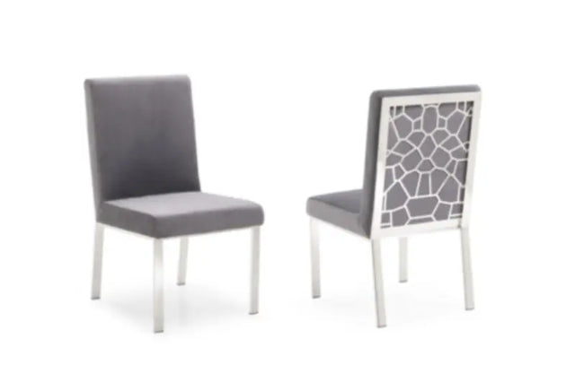 Vig Furniture - Modrest Reba Modern Grey Velvet & Stainless Steel Dining Chair (Set Of 2) - Vgvcb0258-Grystl