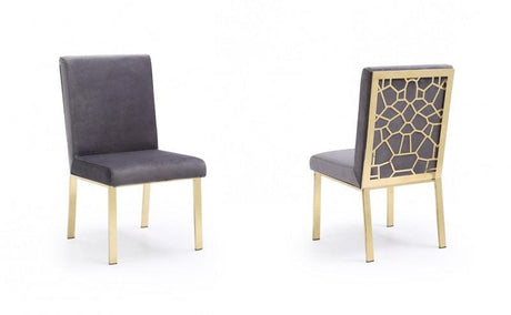 VIG Furniture - Modrest Reba Modern Grey Velvet & Gold Dining Chair (Set of 2) - VGVCB0258G-GRY