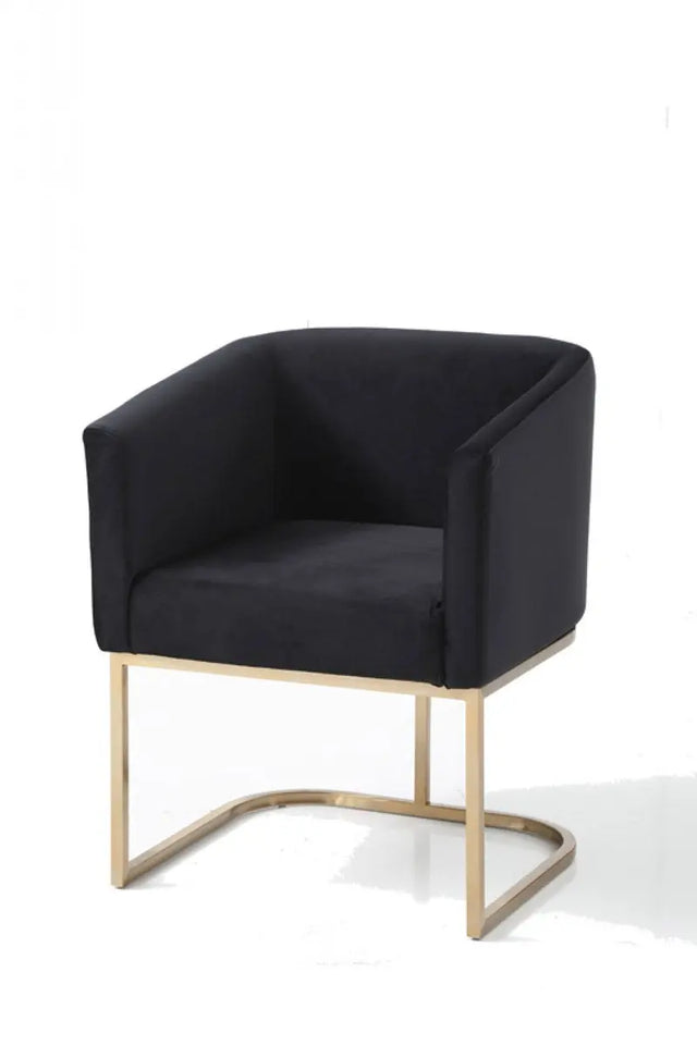 Vig Furniture - Modrest Yukon Modern Black Velvet & Gold Dining Chair - Vgvcb8362-Blkgld