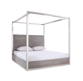 Modrest Arlene Modern Grey Elm & Stainless Steel Canopy Queen Bed Vgvcbd008A
