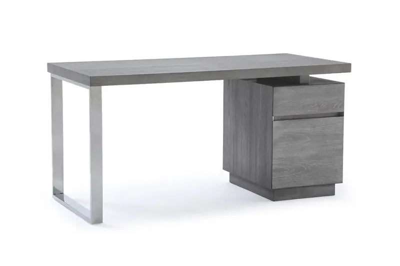 Vig Furniture - Modrest Carson Modern Grey Elm & Stainless Steel Desk - Vgvcbt-002-Gry