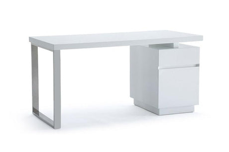 VIG Furniture - Modrest Carson Modern White & Stainless Steel Desk - VGVCBT-002-WHT