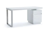 Vig Furniture - Modrest Carson Modern White & Stainless Steel Desk - Vgvcbt-002-Wht