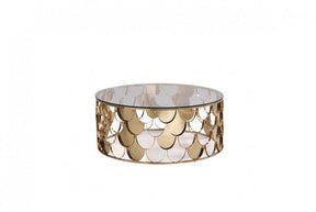 Modrest Javier Modern Glass & Gold Round Coffee Table Vgvcct088