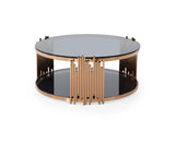 Vig Furniture - Modrest Bryce Modern Smoked Glass & Rosegold Round Coffee Table - Vgvcct8970