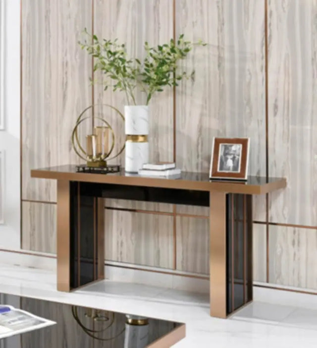 Vig Furniture - Nova Domus Cartier Modern Black & Rosegold Console Table - Vgvck-A002