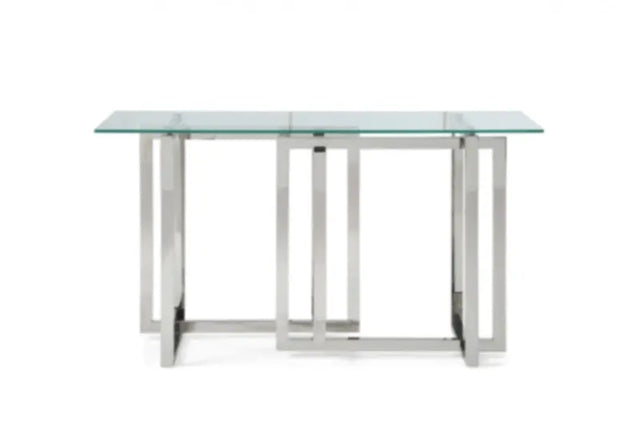 Vig Furniture - Modrest Valiant Modern Glass & Stainless Steel Console Table - Vgvck856