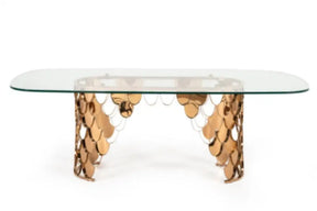 Modrest Javier Modern Glass & Rosegold Dining Table Vgvct088L