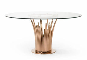Modrest Paxton Modern Round Glass & Rosegold Dining Table Vgvct817-Rnd