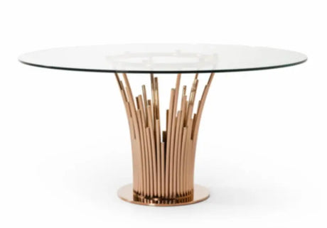 Vig Furniture - Modrest Paxton Modern Round Glass & Rosegold Dining Table - Vgvct817-Rnd