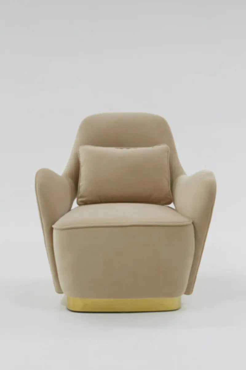 Vig Furniture - Divani Casa Visalia Modern Beige Velvet & Gold Accent Chair - Vgyuhd1837-Pink