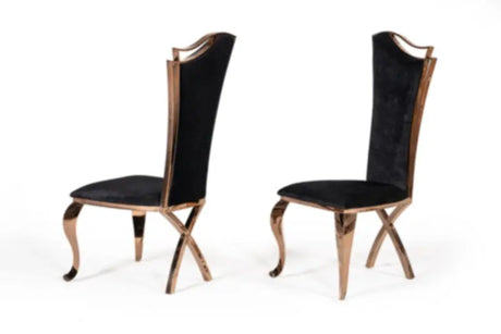 Vig Furniture - Modrest Bonnie Transitional Black Velvet & Rosegold Dining Chair (Set Of 2) - Vgzay906-Blk