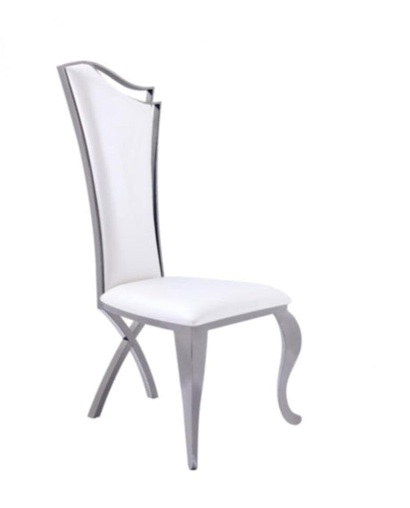 VIG Furniture - Modrest Bonnie Transitional White Leatherette & Black Stainless Steel Dining Chair (Set of 2) - VGZAY906-WHT