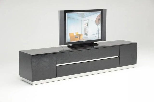 Vig Furniture - Modern Black Crocodile Lacquer Tv Unit - Vgunak588-230-Blk