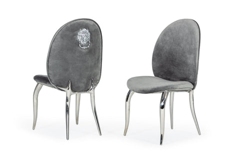 Vig Furniture Modrest Vince - Glam Grey Velvet Dining Chair Set of 2