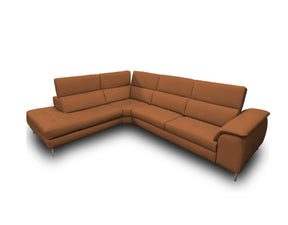 Lamod Italia Viola - Italian Contemporary Cognac Leather Left Facing Sectional Sofa - sold by Home Elegance USA