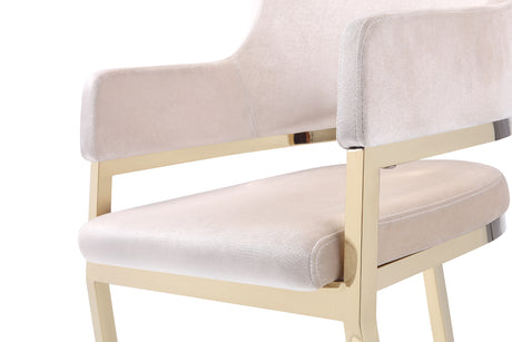Vig Furniture Modrest Tulsa Modern Cream Velvet & Gold Dining Chair