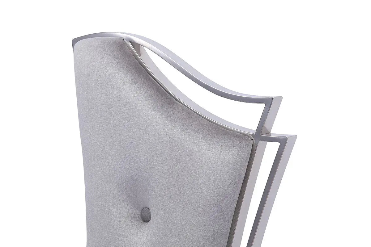 Vig Furniture - Modrest Bonnie Modern Grey Velvet & Stainless Steel Dining Chair (Set Of 2) - Vgzay906-1-Grybt