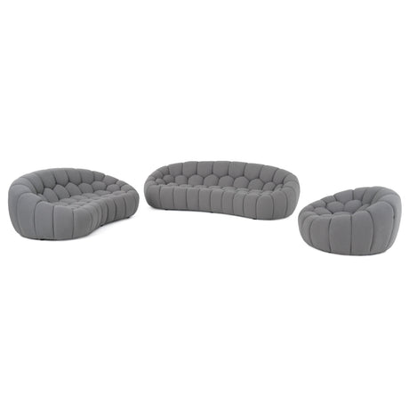 Vig Furniture Divani Casa Yolonda - Modern Curved Light Grey Fabric Sofa Set