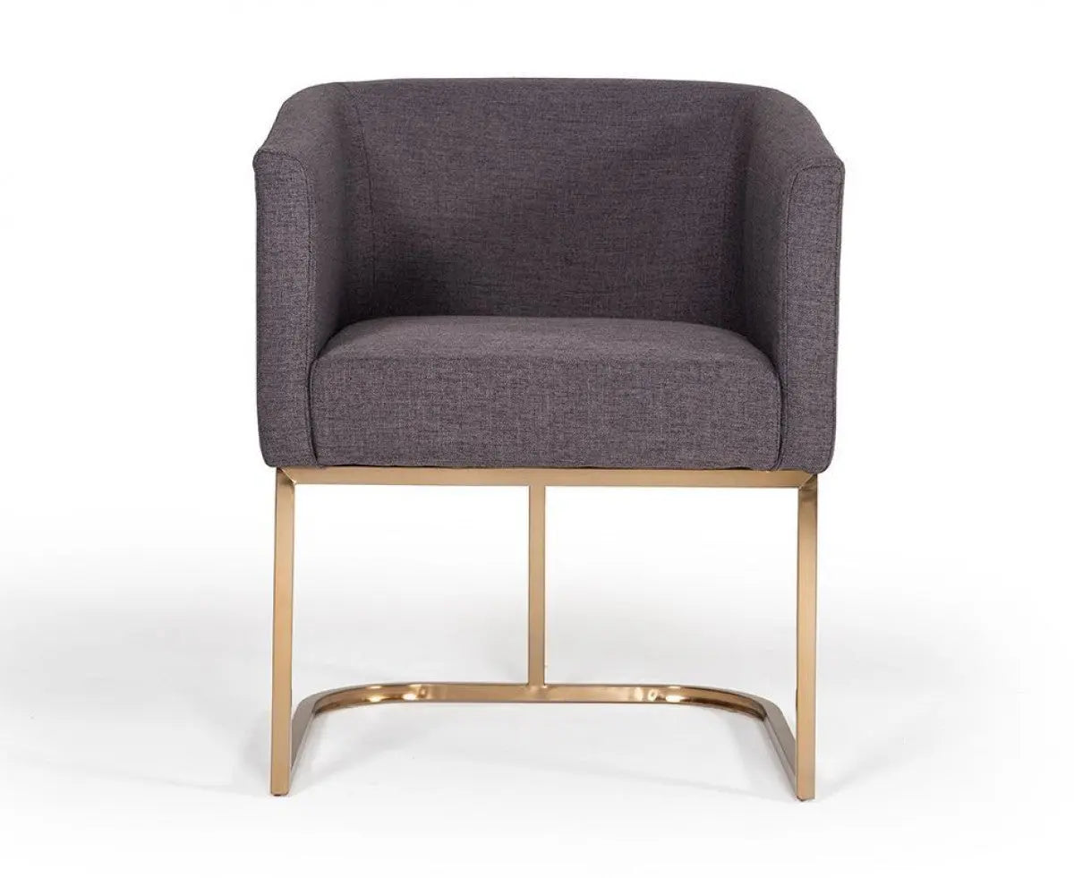 Vig Furniture - Modrest Yukon Modern Grey Fabric & Antique Brass Dining Chair - Vgvcb8362-Grybrs