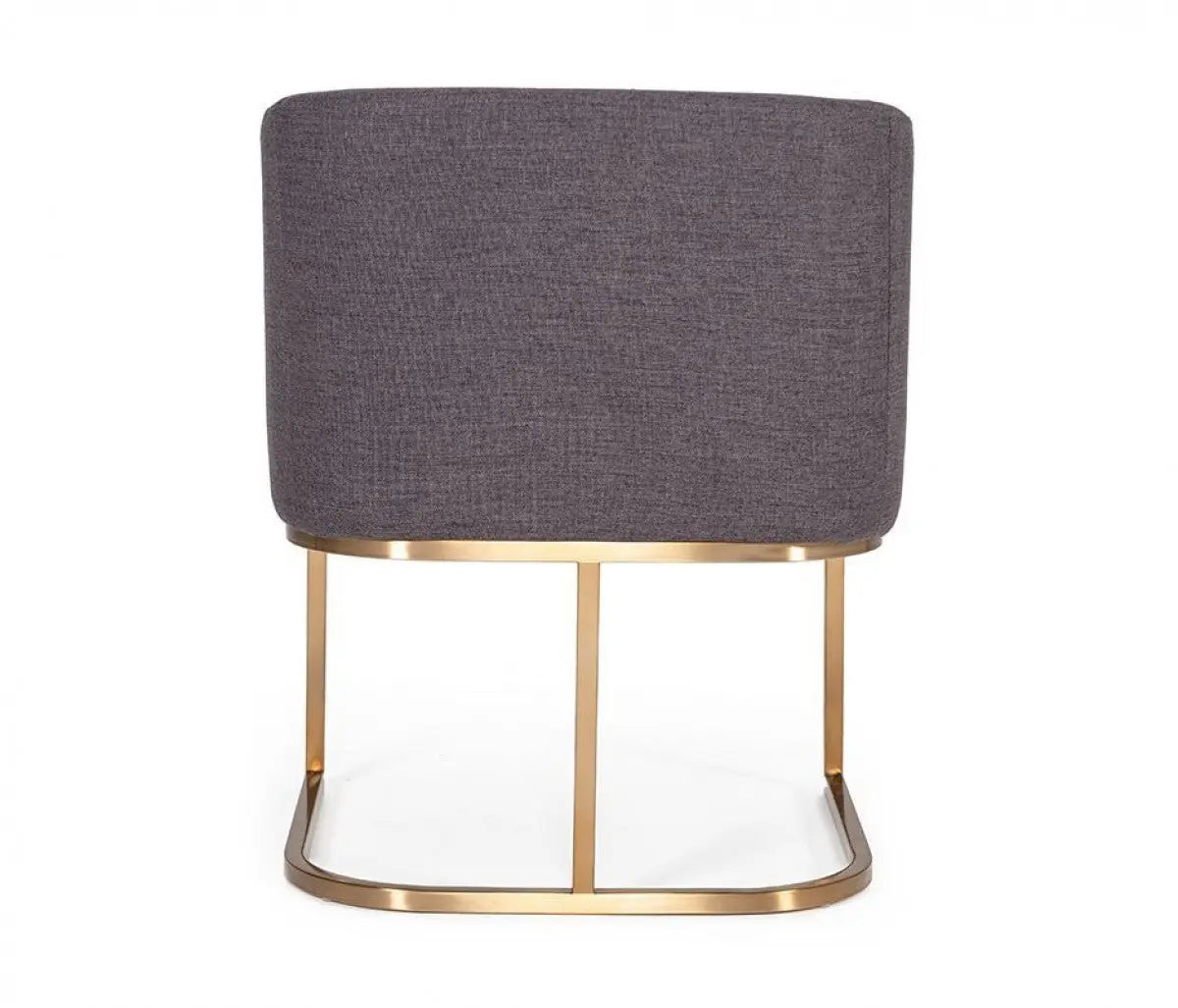 Vig Furniture - Modrest Yukon Modern Grey Fabric & Antique Brass Dining Chair - Vgvcb8362-Grybrs