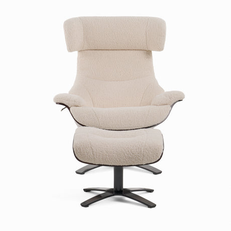 Vig Furniture Modrest - Zahara Modern Beige Lounge Chair & Ottoman