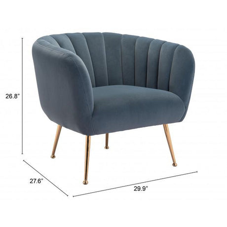 Deco Accent Chair Velvet Upholstery & Gold Metal Legs Glam | Zuo Modern