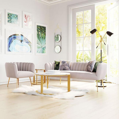 Deco Accent Chair Velvet Upholstery & Gold Metal Legs Glam | Zuo Modern