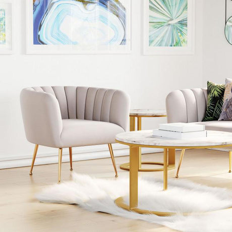 Deco Accent Chair Velvet Upholstery & Gold Metal Legs Glam | Zuo Modern