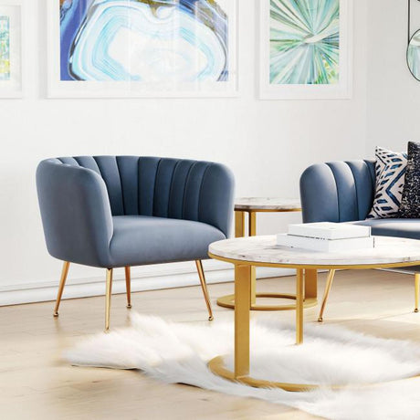 Deco Accent Chair Velvet Upholstery & Gold Metal Legs Glam | Zuo Modern