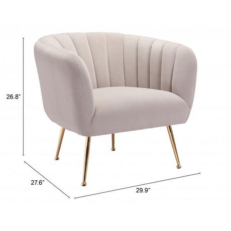 Deco Accent Chair Velvet Upholstery & Gold Metal Legs Glam | Zuo Modern