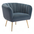 Deco Accent Chair Velvet Upholstery & Gold Metal Legs Glam | Zuo Modern