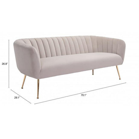 Deco Sofa Velvet Upholstery & Gold Metal Legs Glam Art Deco | Zuo Modern