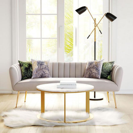 Deco Sofa Velvet Upholstery & Gold Metal Legs Glam Art Deco | Zuo Modern