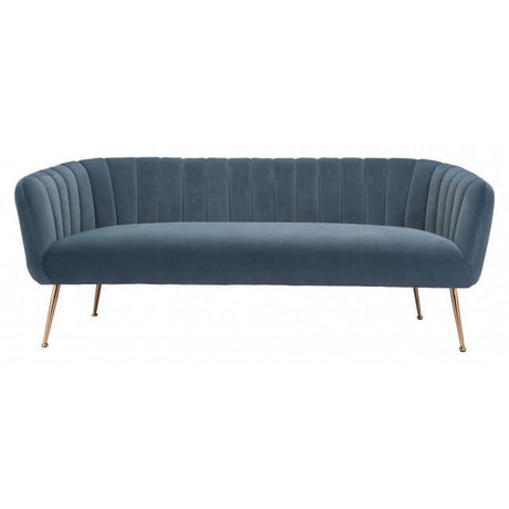 Deco Sofa Velvet Upholstery & Gold Metal Legs Glam Art Deco | Zuo Modern