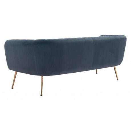 Deco Sofa Velvet Upholstery & Gold Metal Legs Glam Art Deco | Zuo Modern