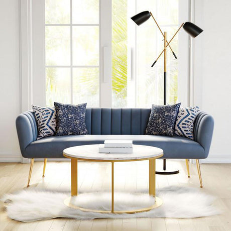 Deco Sofa Velvet Upholstery & Gold Metal Legs Glam Art Deco | Zuo Modern
