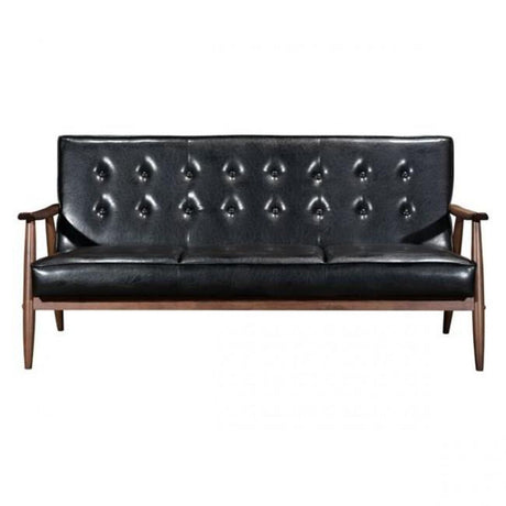 Rocky Sofa Faux Leather 3-Seater Tufted Cushions & Wood Frame | Zuo Modern
