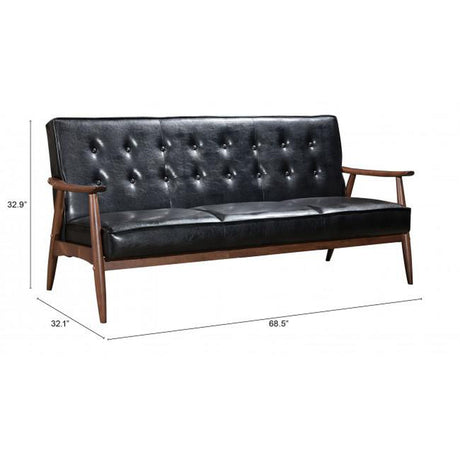 Rocky Sofa Faux Leather 3-Seater Tufted Cushions & Wood Frame | Zuo Modern